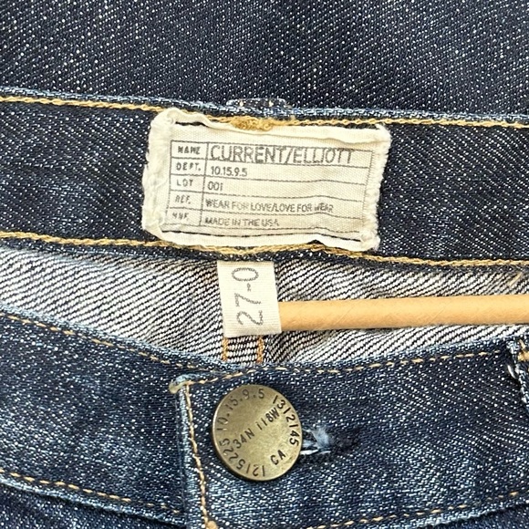 CURRENT/ELLIOT Ripped Distressed Straight Leg Released Raw Hem Jeans - 27 - Picture 3 of 8